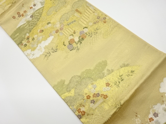 リサイクル　茶屋辻に松竹梅・花模様織出し袋帯